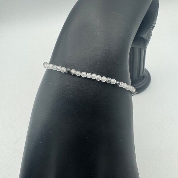 Clear Quartz Beaded Bracelet Adjustable Chain Dainty Handmade Jewelry - Picture 3 of 6
